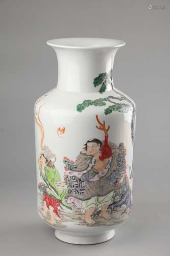 A FAMILLE ROSE FIGURE AND STORY  PAINTING VASE