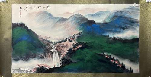 A HANDSCROLL OF CHINESE LANDSCAPE PAINTING, ZHANG DAQIAN