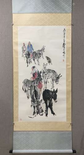 A SCROLL OF CHINESE FIGURE PAINTING, HUANG ZHOU