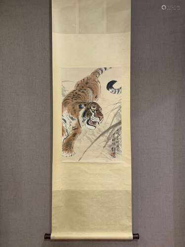 A SCROLL OF TIGER PAINTING, LIU JIYOU