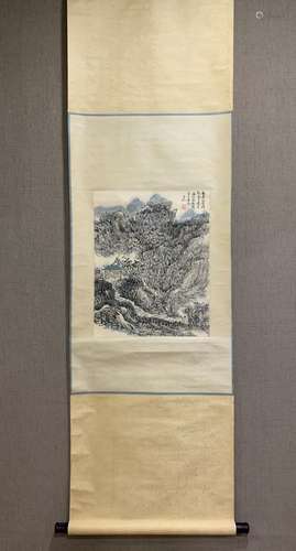 A SCROLL OF CHINESE LANDSCAPE PAINTING, HUANG BINHONG