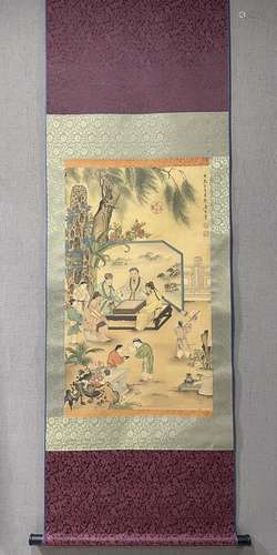 A SCROLL OF CHINESE CHESS PLAYING PAINTING, TANG YING