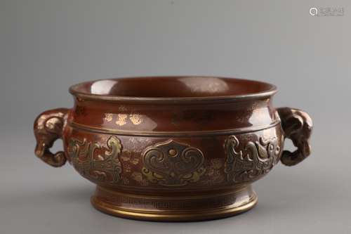 A GILT BRONZE CENSER