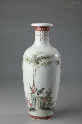 A FAMILLE ROSE BIRDS  VASE