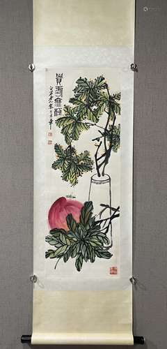 A SCROLL OF CHINESE PLANT PAINTING, QI BAISHI