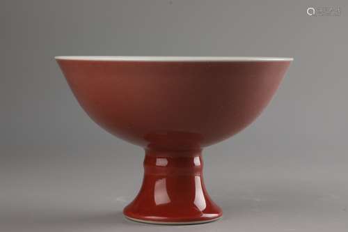 A COPPER-RED-GLAZED STEM BOWL