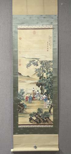 A SCROLL OF CHINESE FIGURE PAINTING, YU ZHIDING