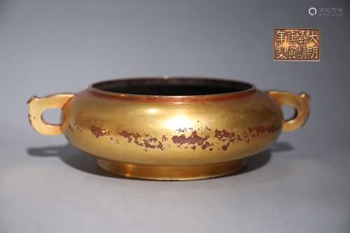 A GILT-BRONZE CENSER