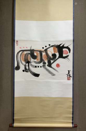 A SCROLL OF CHINESE LANDSCAPE PAINTING,