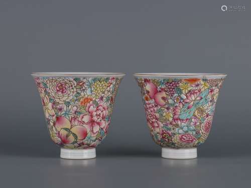 A PAIR OF FAMILLE ROSE CUPS