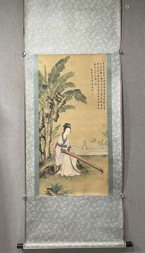 A SCROLL OF CHINESE LADY PAINTING, JIAO BINGZHEN