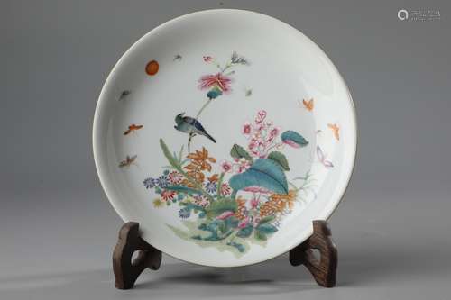 A FAMILLE ROSE  FLOWER AND BIRD PLATE