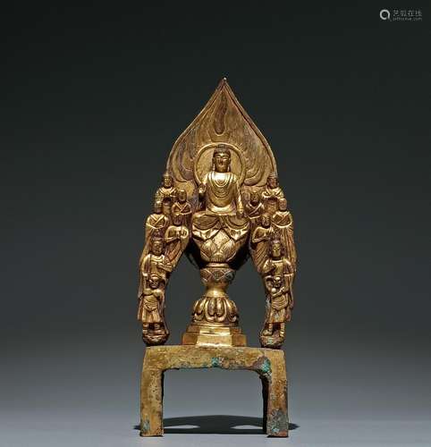 A GILT-BRONZE BUDDA STATUE