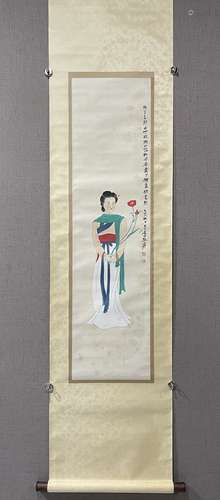 A SCROLL OF CHINESE LADY PAINTING, ZHANG DAQIAN