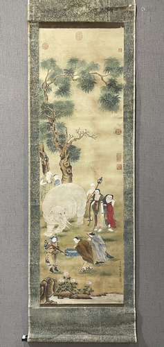 A SCROLL OF CHINESE FIGURE PAINTING, DING GUANPENG