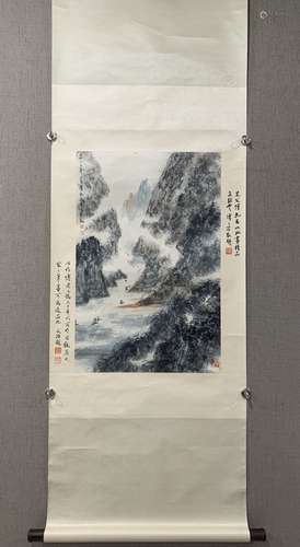 A SCROLL OF CHINESE LANDSCAPE PAINTING, FU BAOSHI