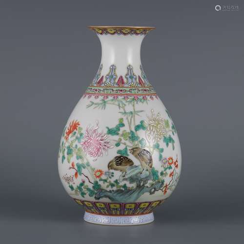 A FAMILLE ROSE VASE,YUHUCHUN