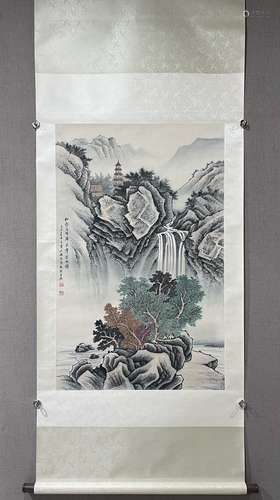 A SCROLL OF CHINESE LANDSCAPE PAINTING, FENG CHAORAN