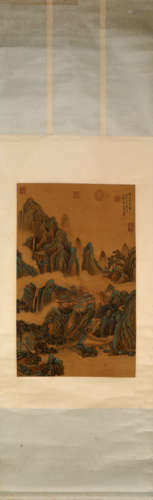 A SCROLL OF CHINESE LANDSCAPE PAINTING, WANG MENG