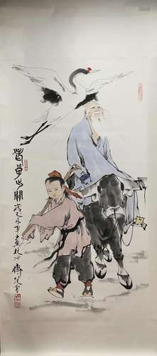 A SCROLL OF FIGURE(LAOZI) PAINTING, FAN ZENG