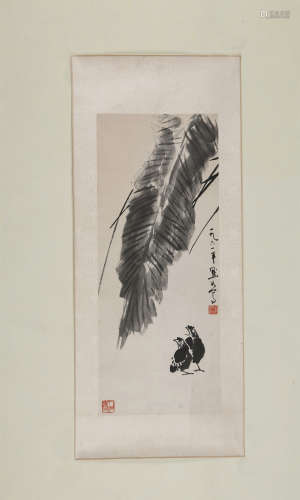 金默如(1938-2019)　1961年作 芭蕉竹鸡 水墨纸本　镜心