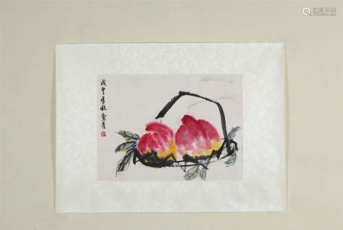 胡洁青(1905-2001)　1978年作 双寿 设色纸本　镜心