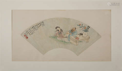 孔小瑜(1899-1984)　1947年作 听琴自乐 设色纸本　镜心