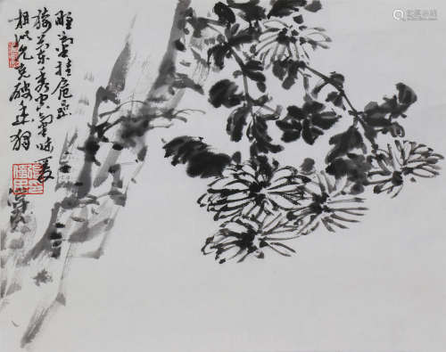 张伟民 (b.1955)  灵菊 水墨纸本 镜心