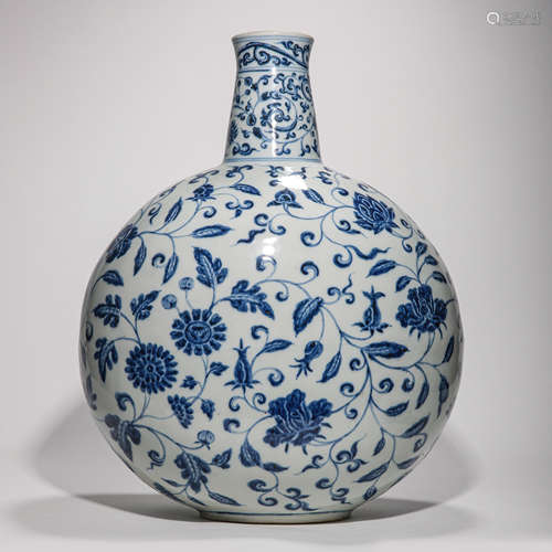 Ming Dynasty of China,Blue and White Flower Flat Bottle