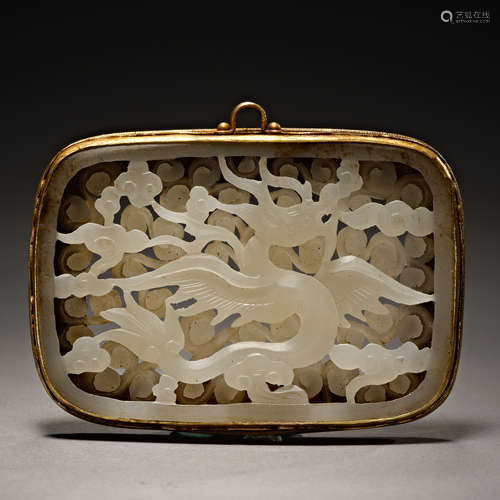 Ming Dynasty of China,Gilt Inlaid Jade Open Work Brand