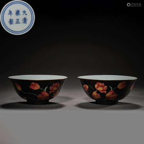 Qing Dynasty of China,Black Ground Red Glaze Bowl