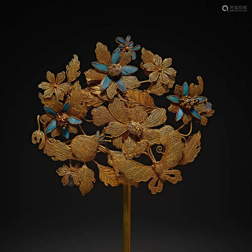 Qing Dynasty of China,Pure Gold Kingfisher Hairpin