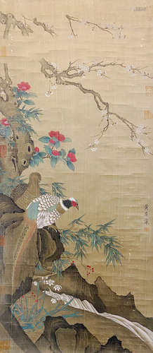 Huang Jucai,Silk Flower and Bird