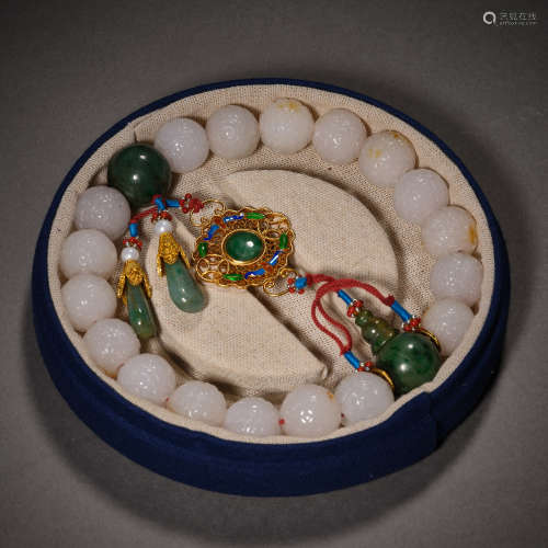 Qing Dynasty of China,Eighteen Beads Jade Handheld