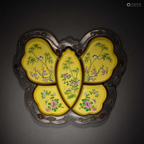 Qing Dynasty of China,Copper Painted Enamel Plate