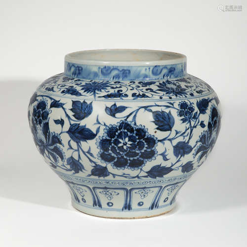 Yuan Dynasty of China,Blue and White Flower Large Jar