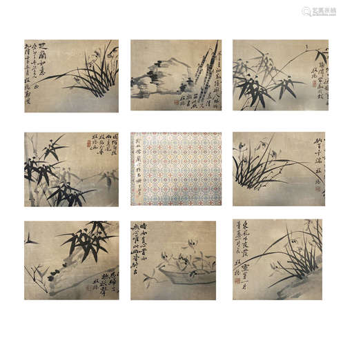 Zheng Banqiao,Paper Album Bamboo and Orchid Ruyi