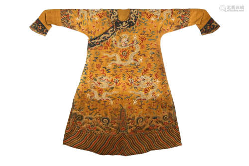 Qing Dynasty of China,Yellow Dragon Pattern Dragon Robe