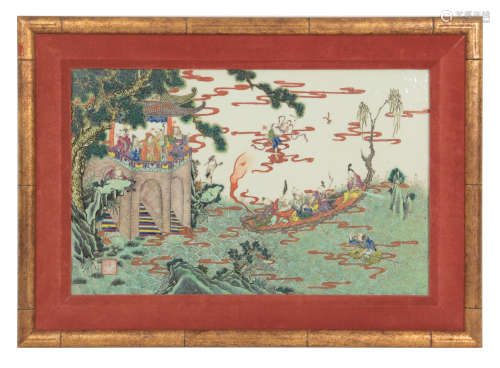 十九世纪 粉彩群仙图瓷板