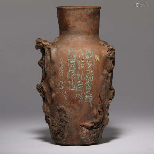 陶製木根型花瓶