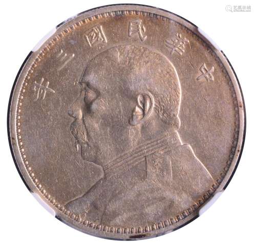 1914. CHINA.Republic Yuan Shih-kai Silver Dollar.PCGS.AU 50