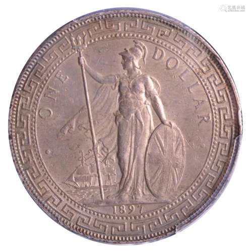 1897-B.GREAT BRITAIN Trade Dollar .Bombay Mint.PCGS AU Detai...