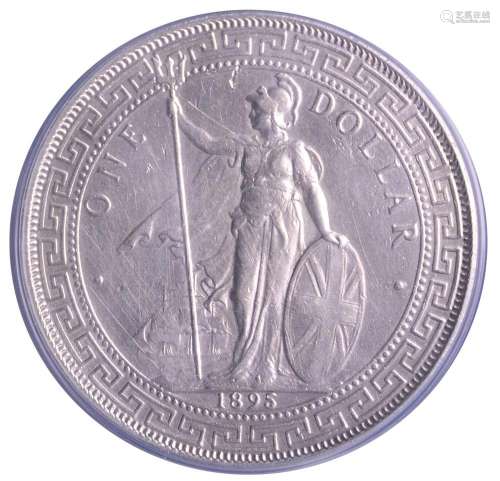 1895B.GREAT BRITAIN Trade Dollar .Bombay Mint.PCGS XF Detail
