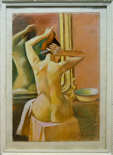 Pastel painting Portrait of a naked girl Lomykin Konstantin ...