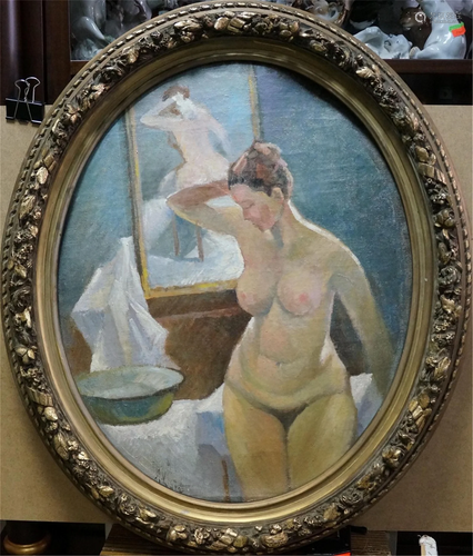 Oil painting Portrait of a naked girl