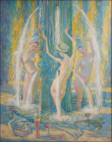 Acryilic painting In the fountain Nicolay Vydcovsky