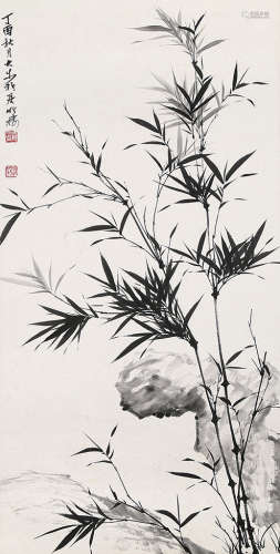 劉大步 (Liu Dabu) 竹 (bamboo) 水墨紙本-鏡心