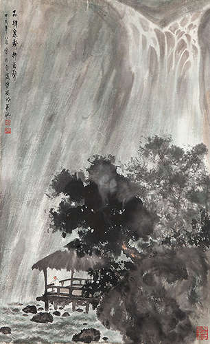 傅瑜明 (Fu Yuming) 山水 (landscape) 水墨紙本-鏡心