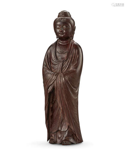 明治时代 加纳铁哉 (1845-1925) 木雕持经观音立像