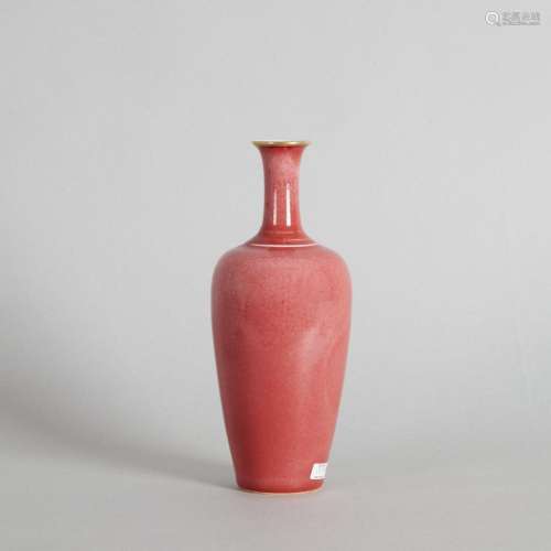 A Chinese Peachbloom-glazed Amphora Vase (gilt poem to the b...